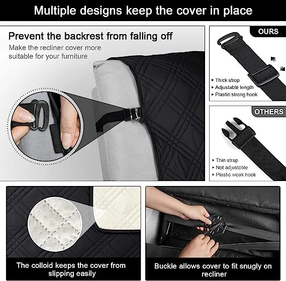 Waterproof Recliner Chair Cover with Double Straps
