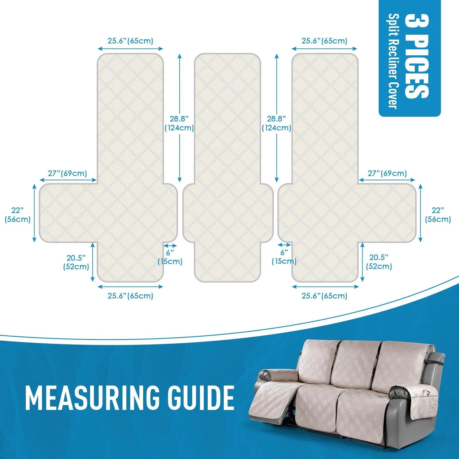Waterproof Recliner Chair Cover with Double Straps