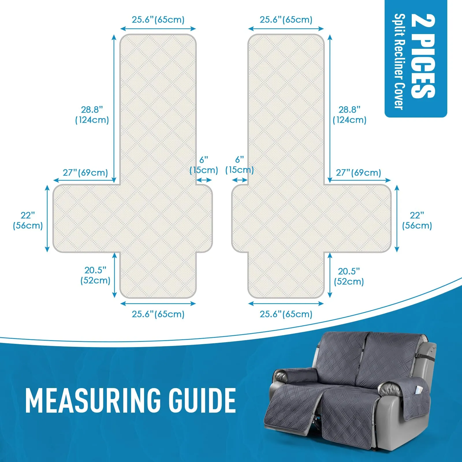 Waterproof Recliner Chair Cover with Double Straps