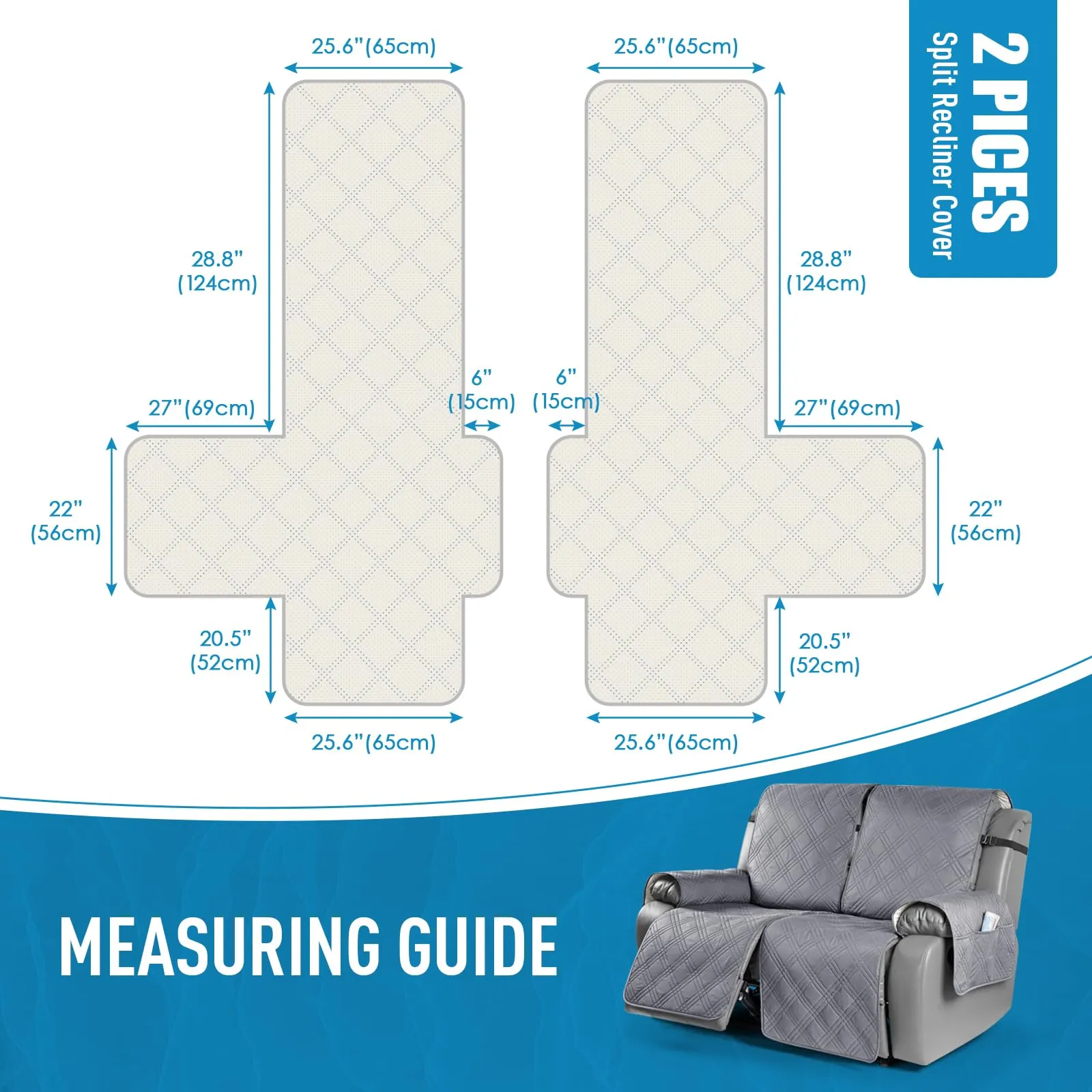 Waterproof Recliner Chair Cover with Double Straps