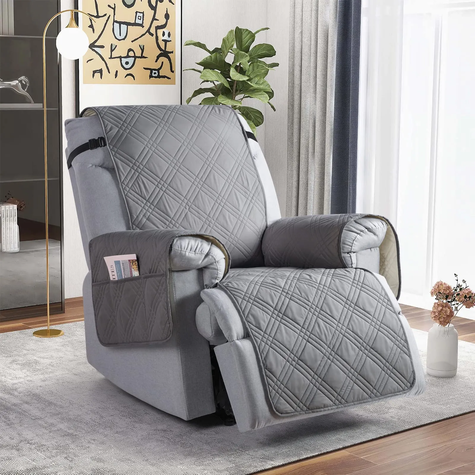 Waterproof Recliner Chair Cover with Double Straps