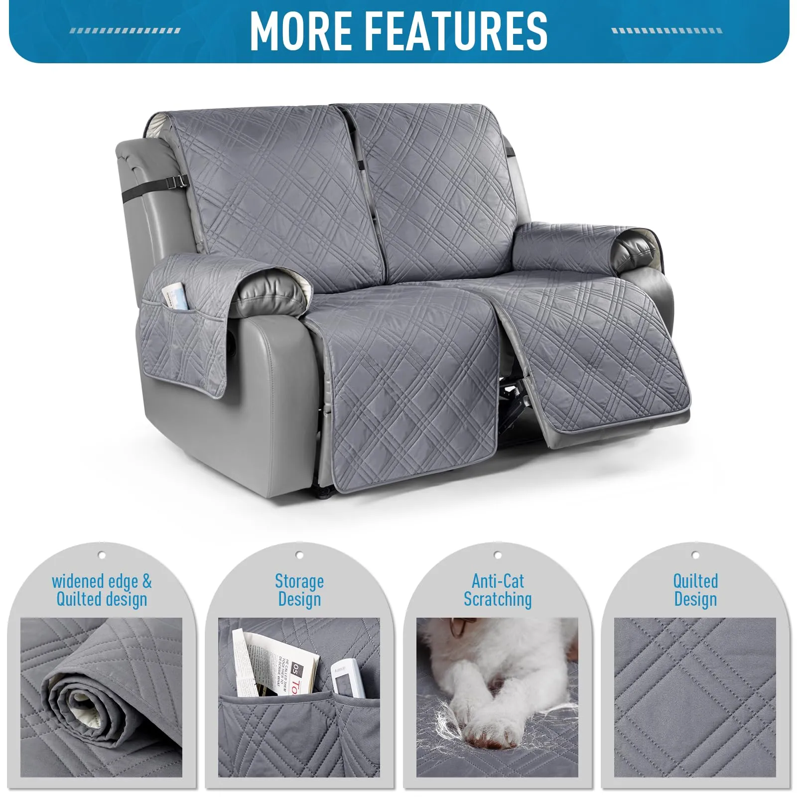 Waterproof Recliner Chair Cover with Double Straps
