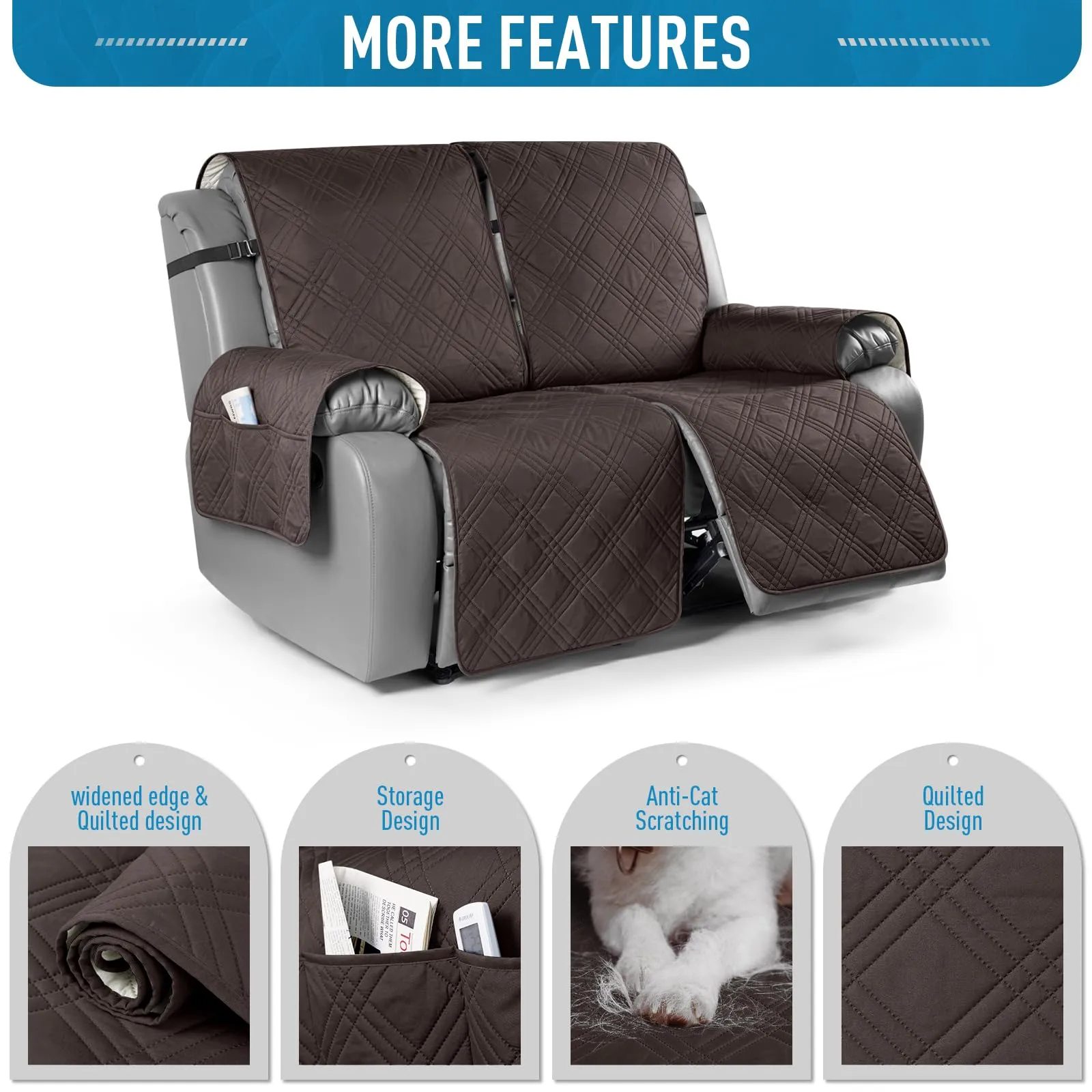 Waterproof Recliner Chair Cover with Double Straps