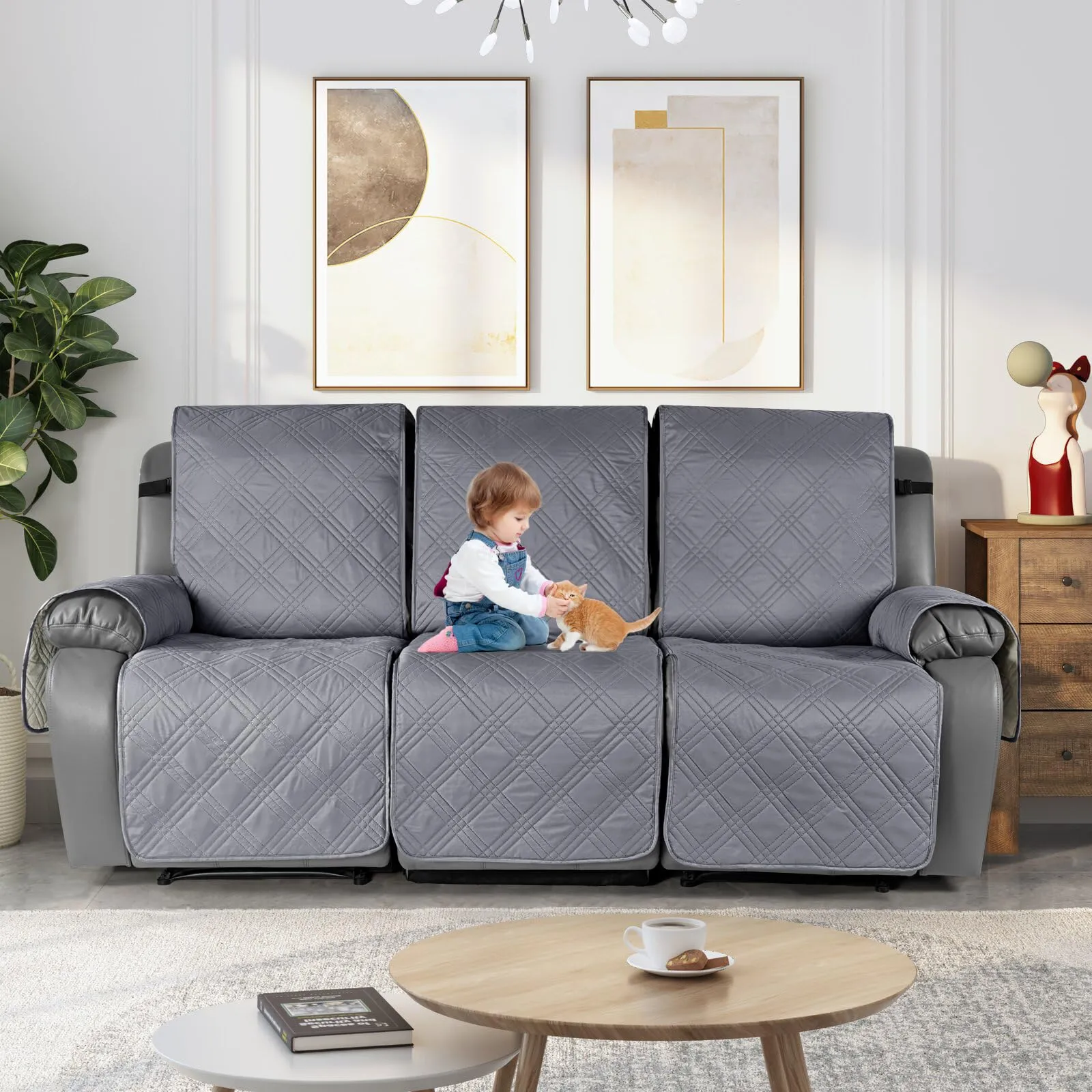 Waterproof Recliner Chair Cover with Double Straps