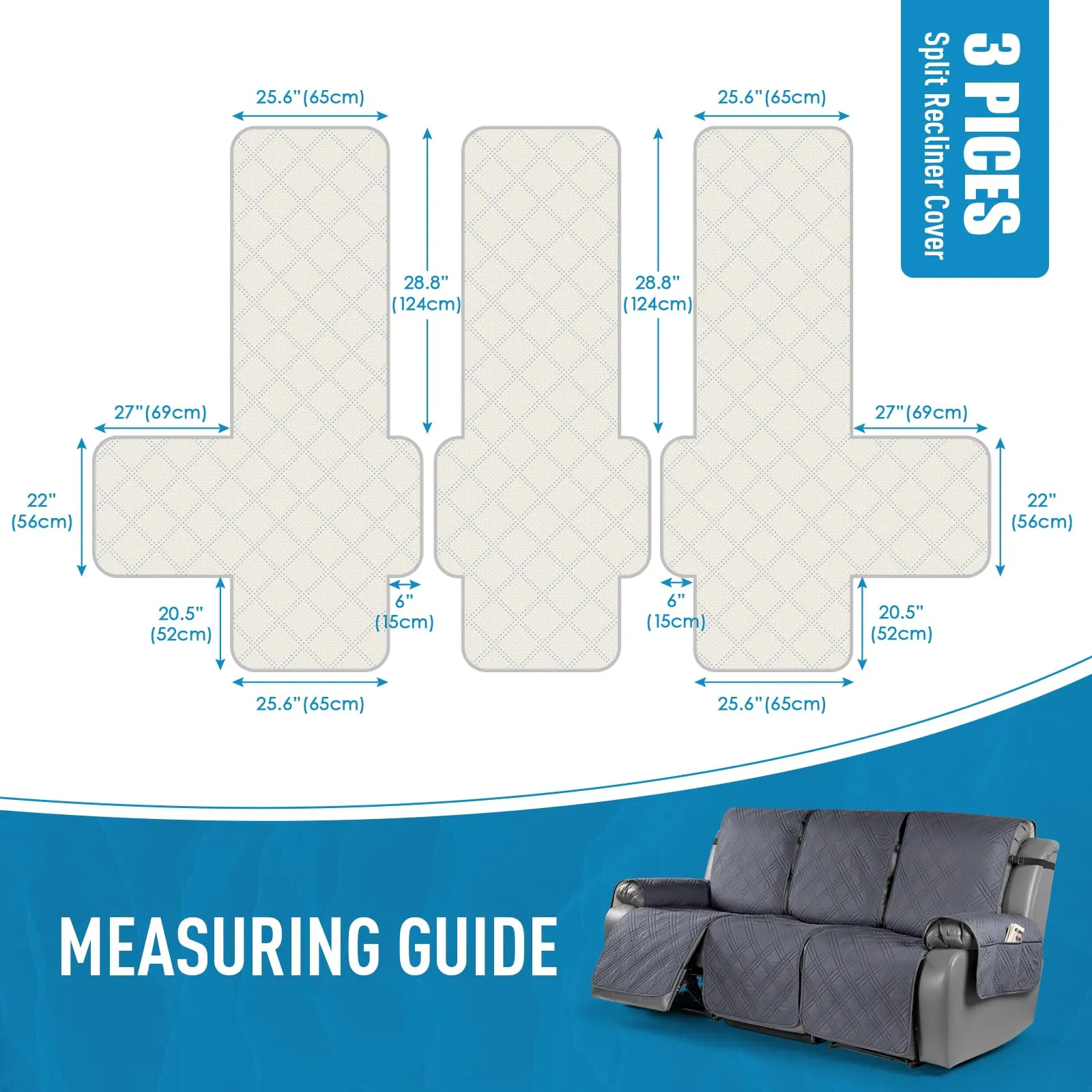 Waterproof Recliner Chair Cover with Double Straps