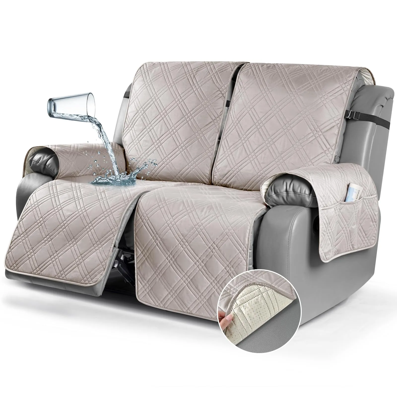 Waterproof Recliner Chair Cover with Double Straps