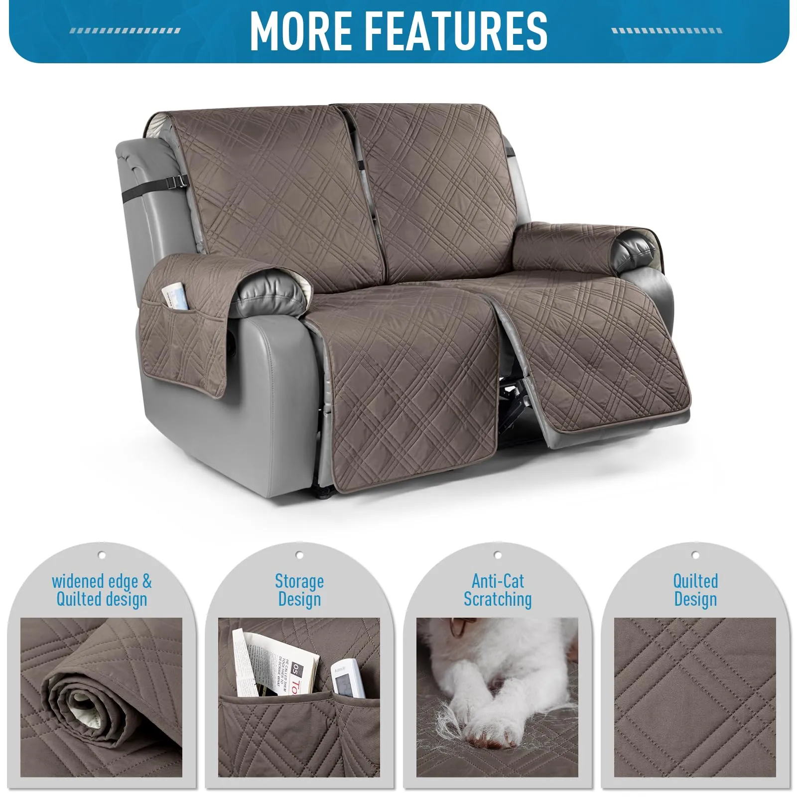 Waterproof Recliner Chair Cover with Double Straps
