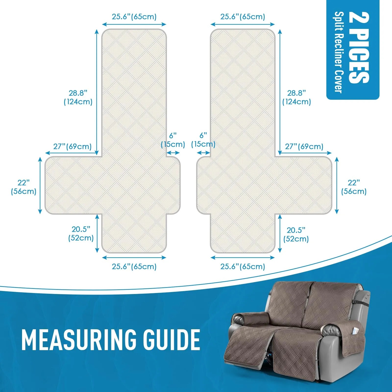 Waterproof Recliner Chair Cover with Double Straps