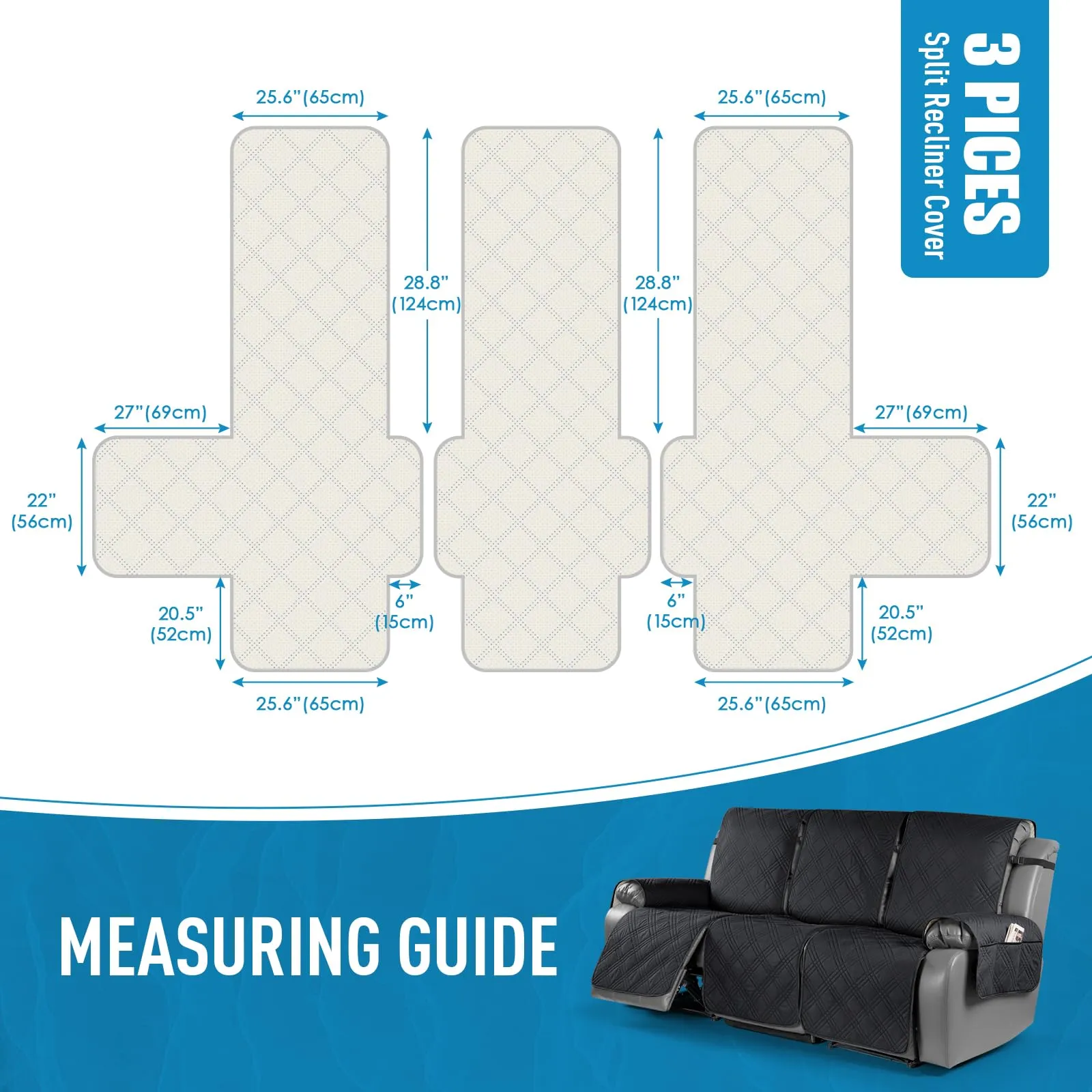 Waterproof Recliner Chair Cover with Double Straps