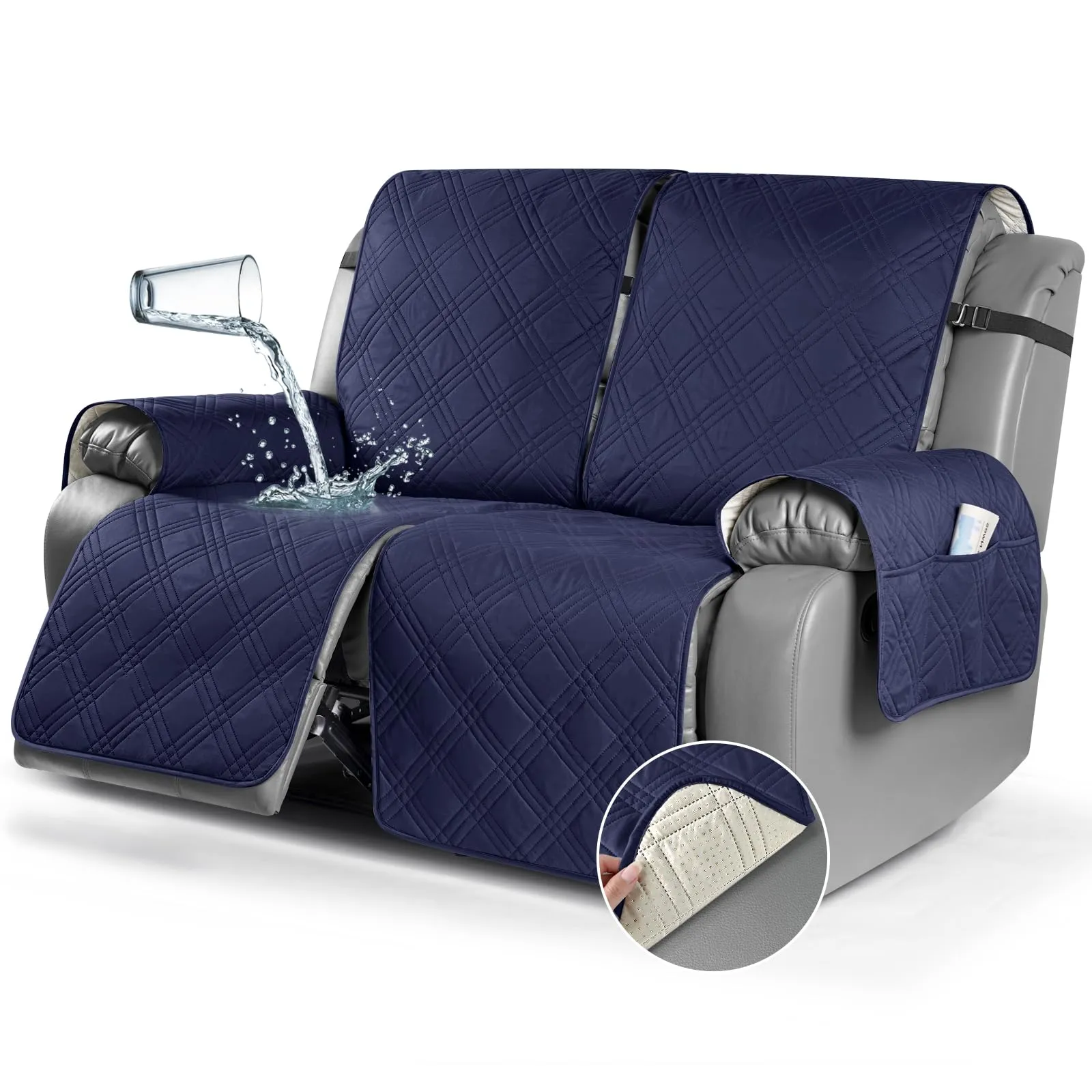 Waterproof Recliner Chair Cover with Double Straps