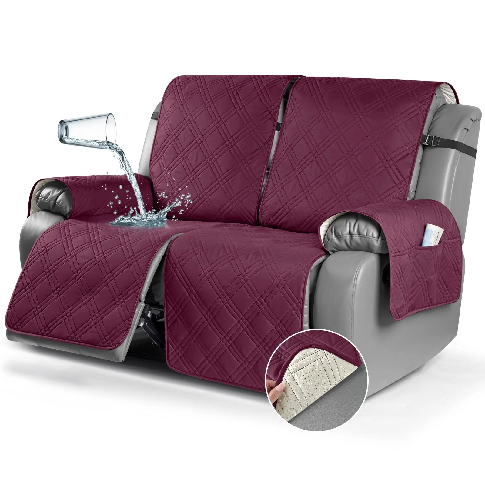 Waterproof Recliner Chair Cover with Double Straps