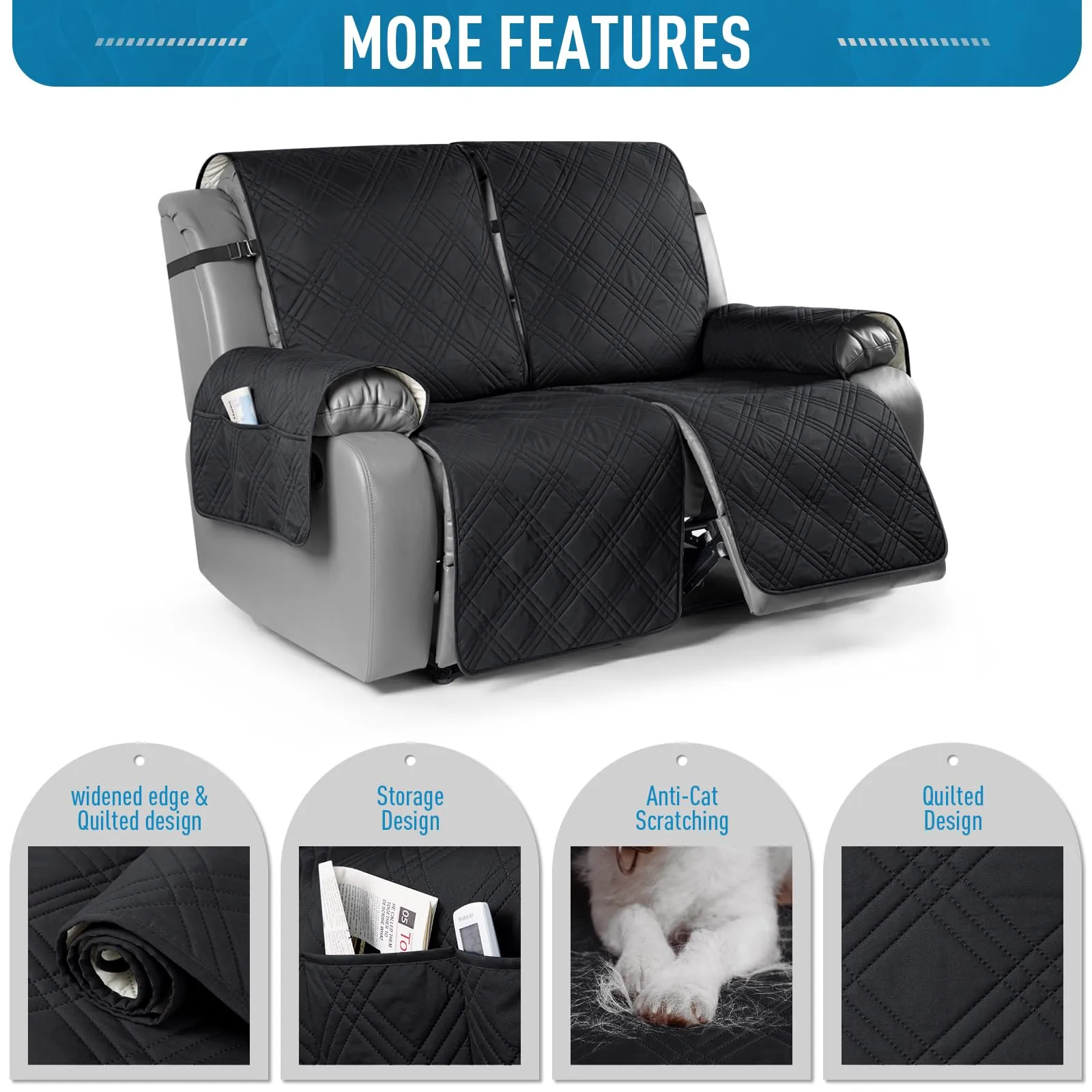 Waterproof Recliner Chair Cover with Double Straps