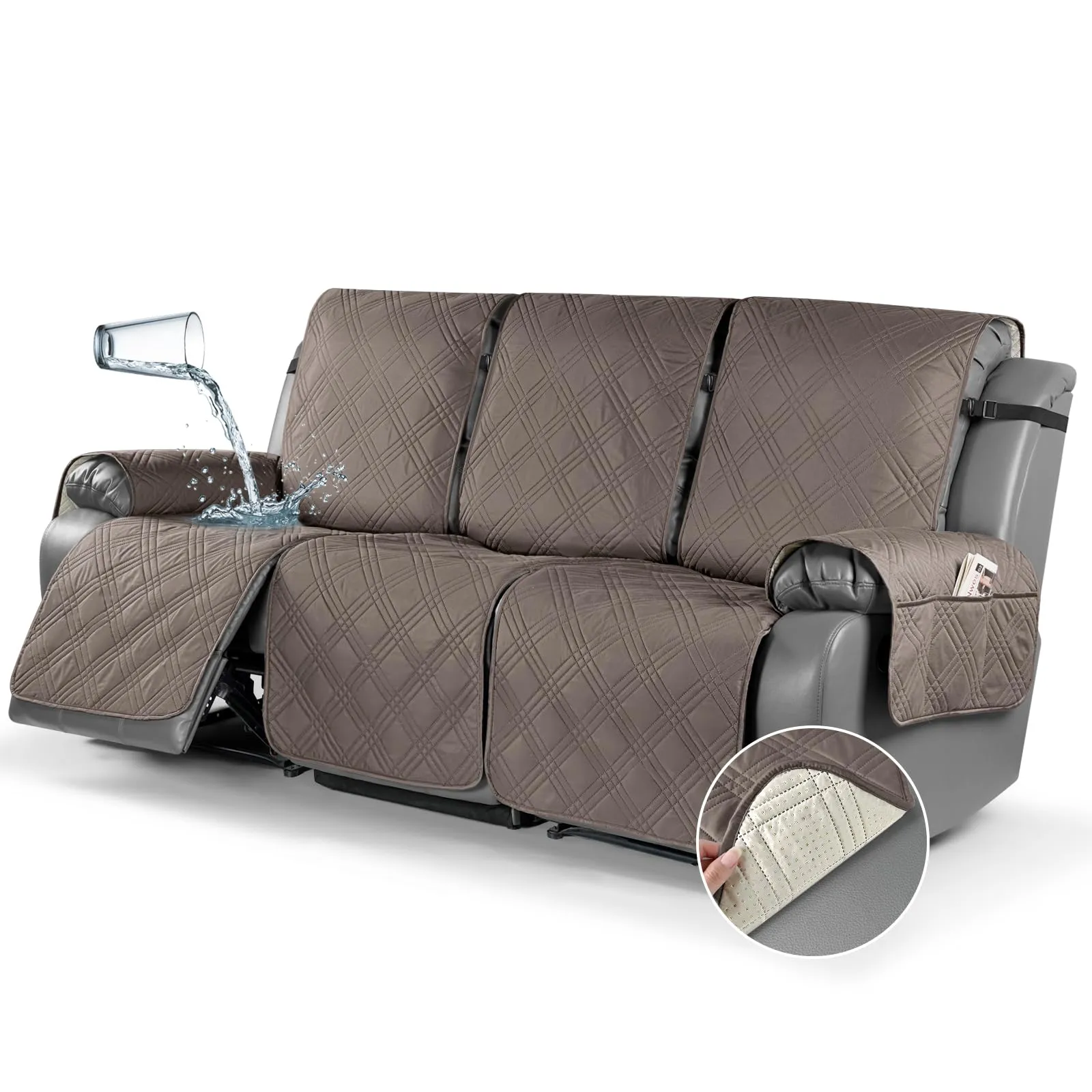 Waterproof Recliner Chair Cover with Double Straps