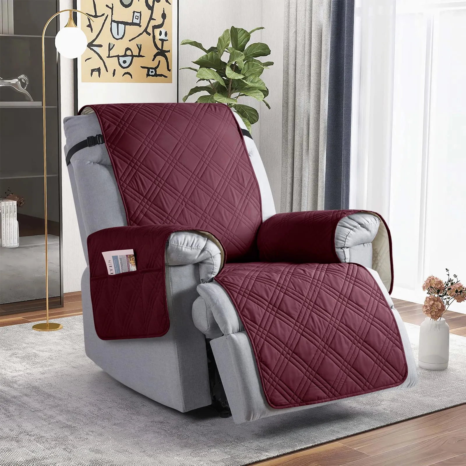 Waterproof Recliner Chair Cover with Double Straps