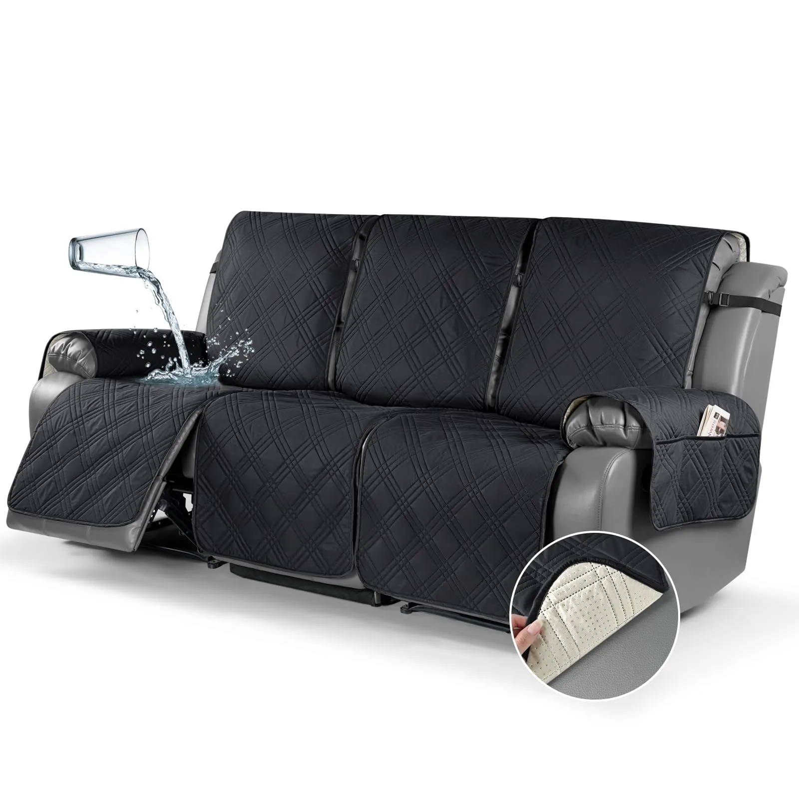 Waterproof Recliner Chair Cover with Double Straps