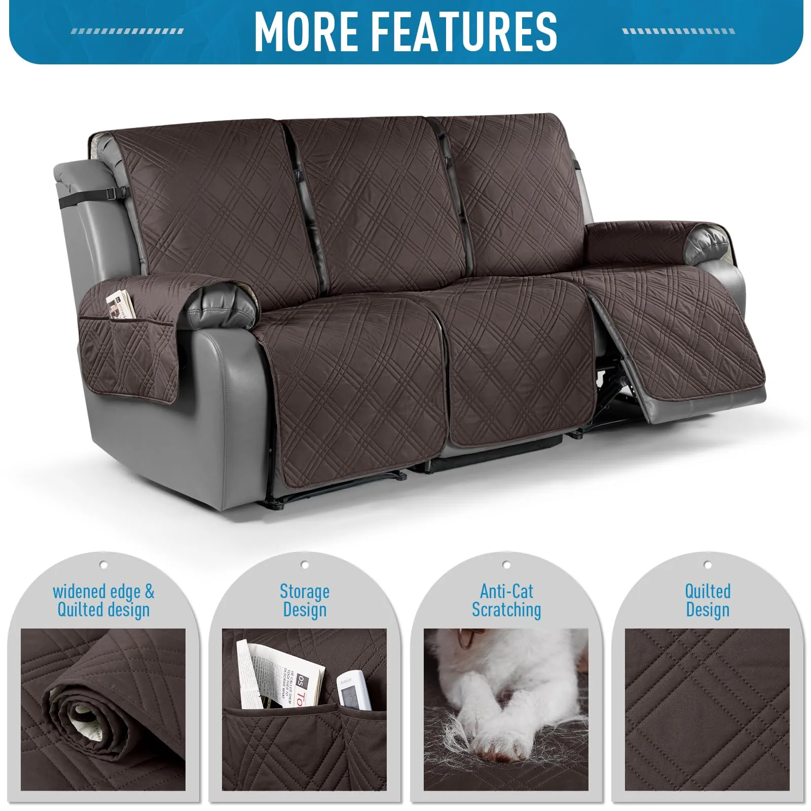 Waterproof Recliner Chair Cover with Double Straps