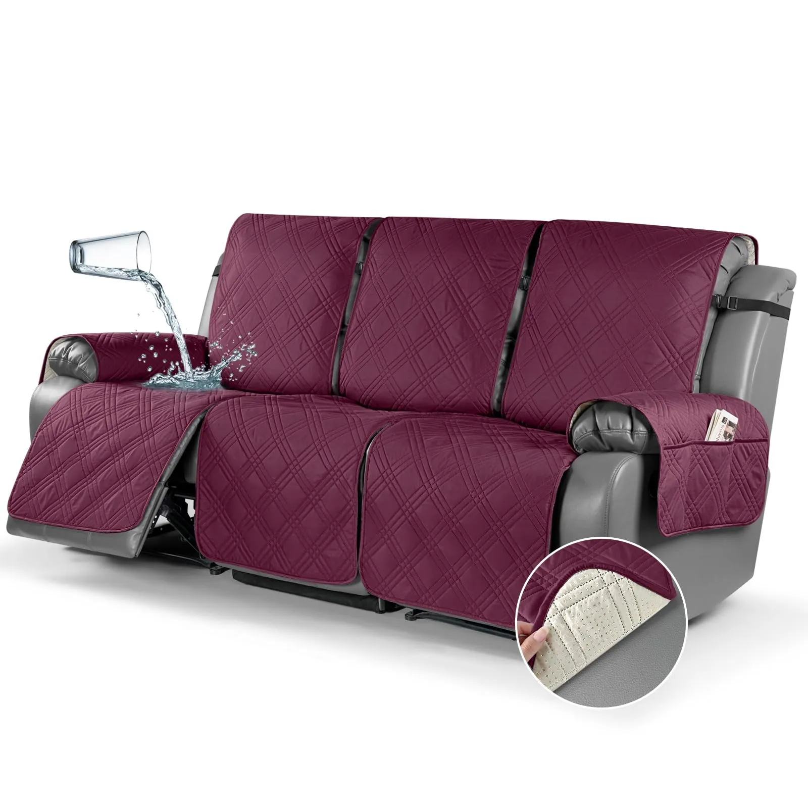 Waterproof Recliner Chair Cover with Double Straps