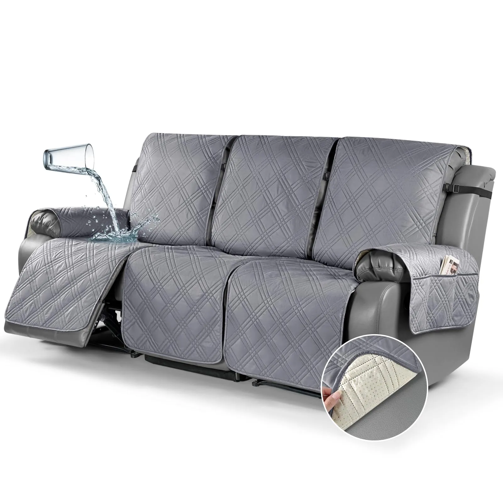 Waterproof Recliner Chair Cover with Double Straps