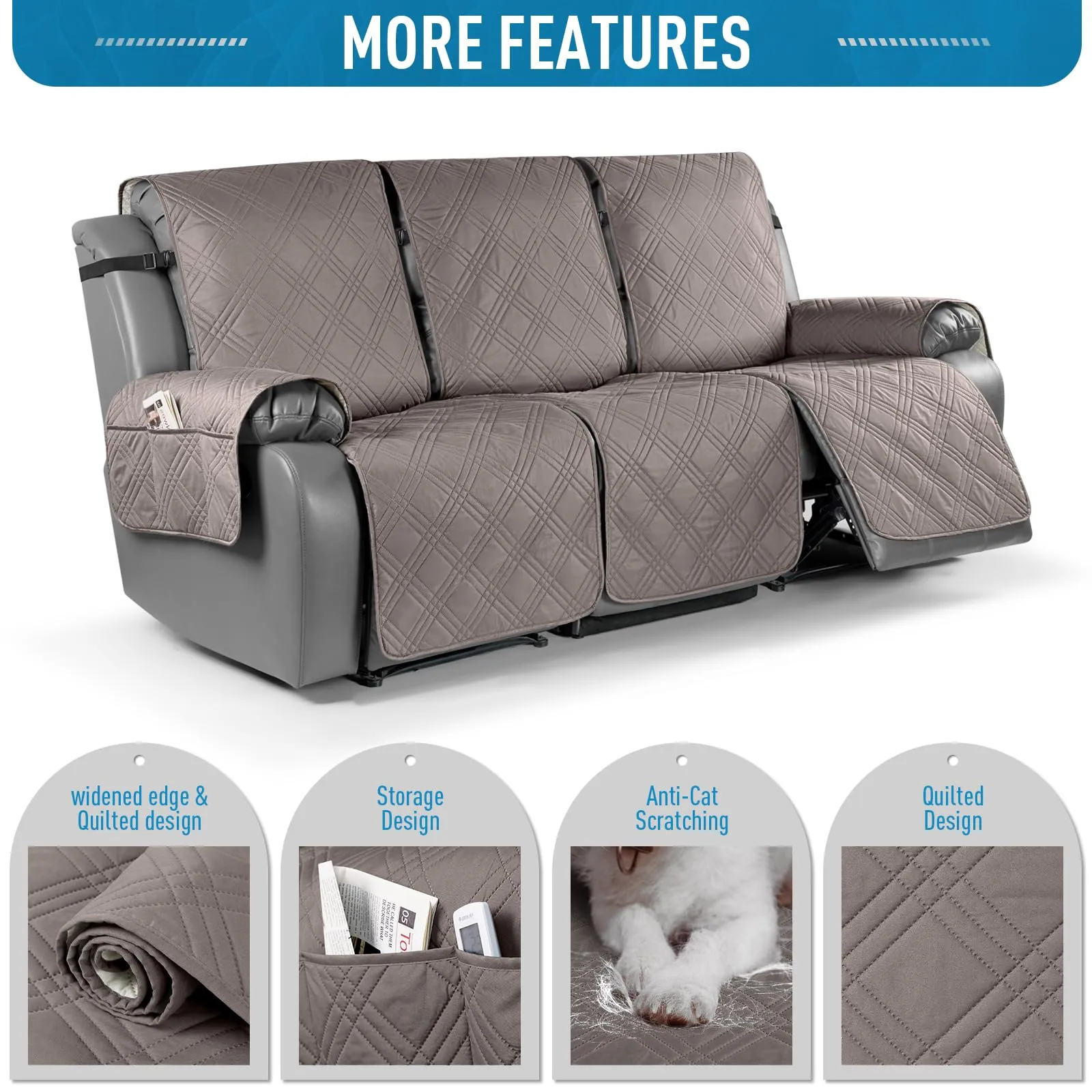 Waterproof Recliner Chair Cover with Double Straps