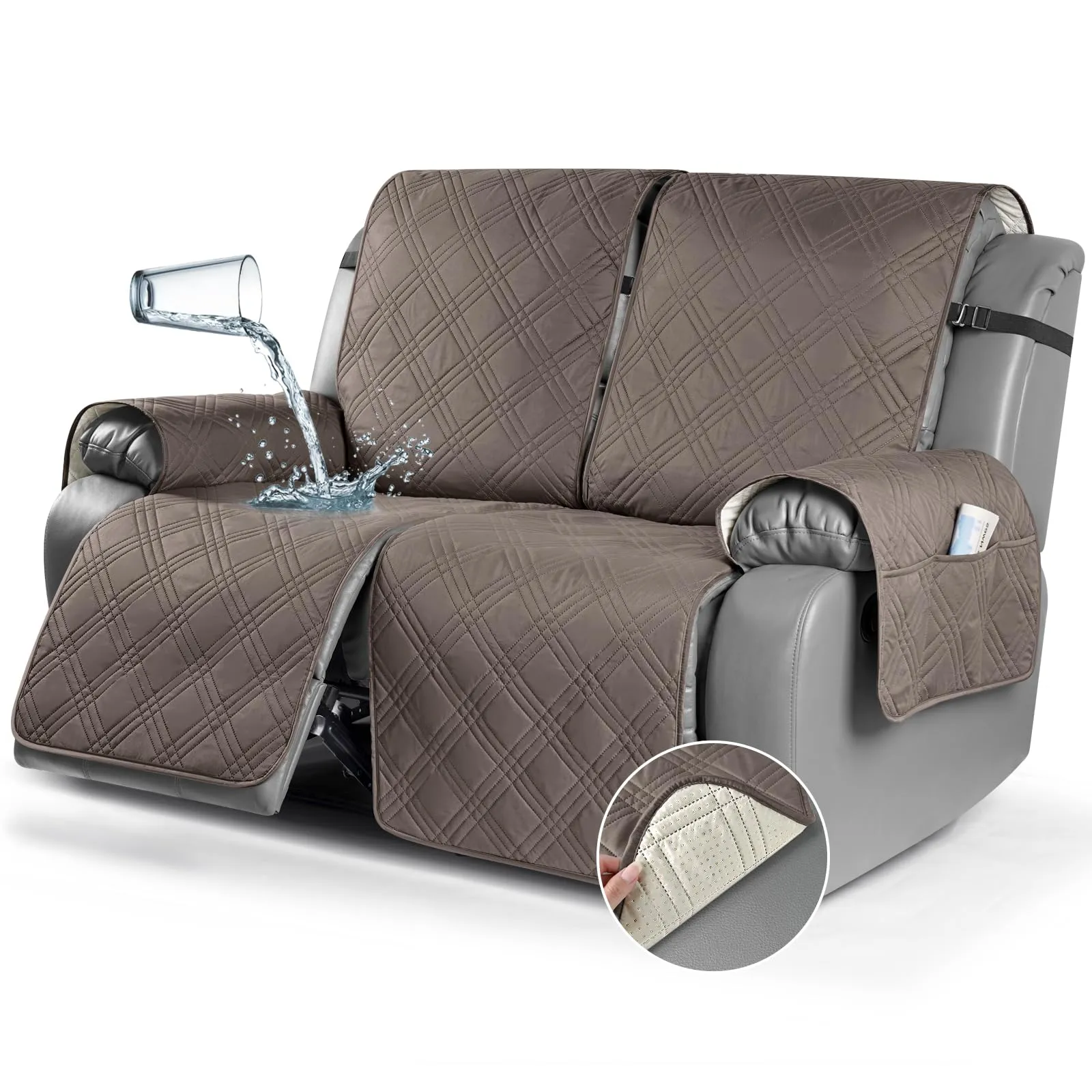 Waterproof Recliner Chair Cover with Double Straps