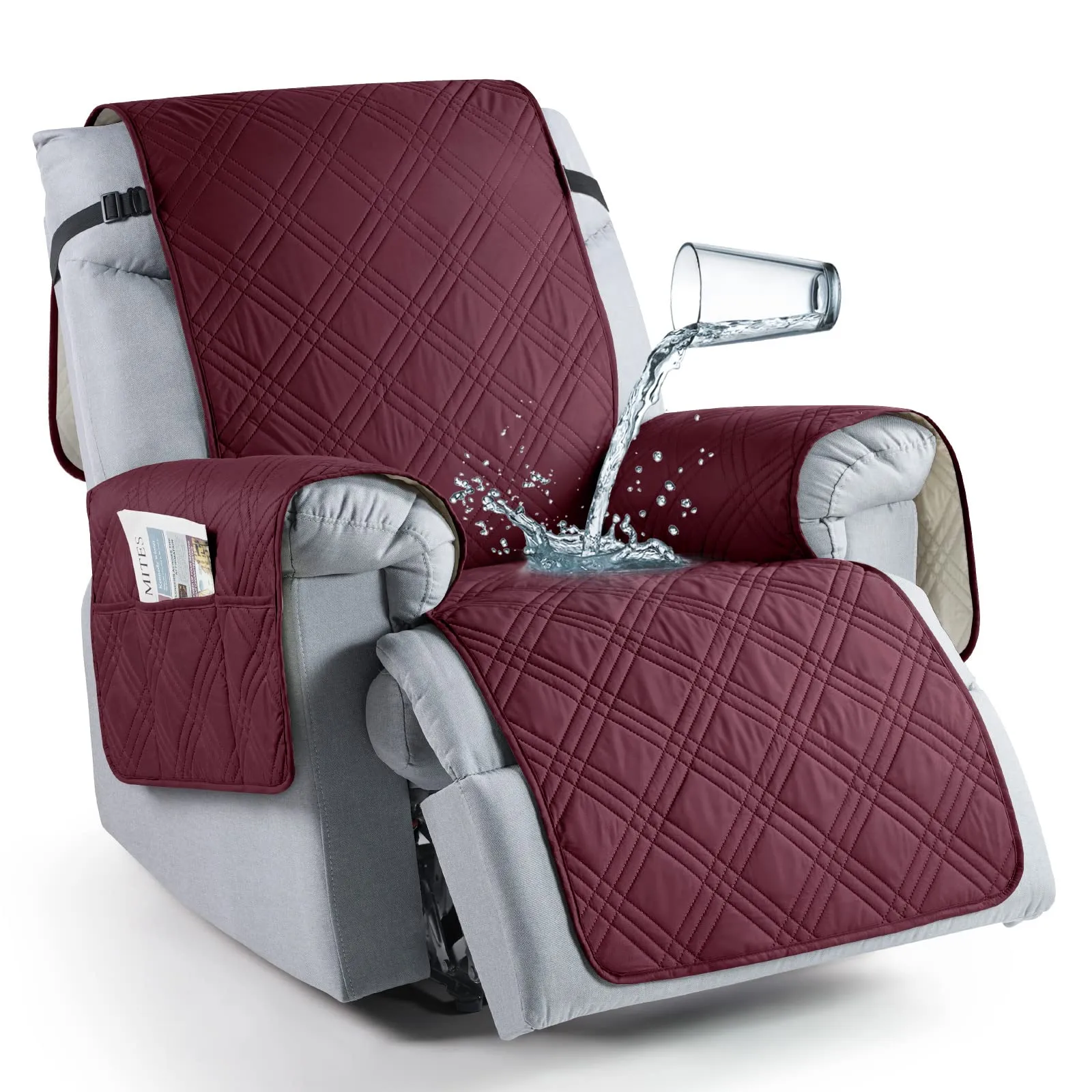 Waterproof Recliner Chair Cover with Double Straps