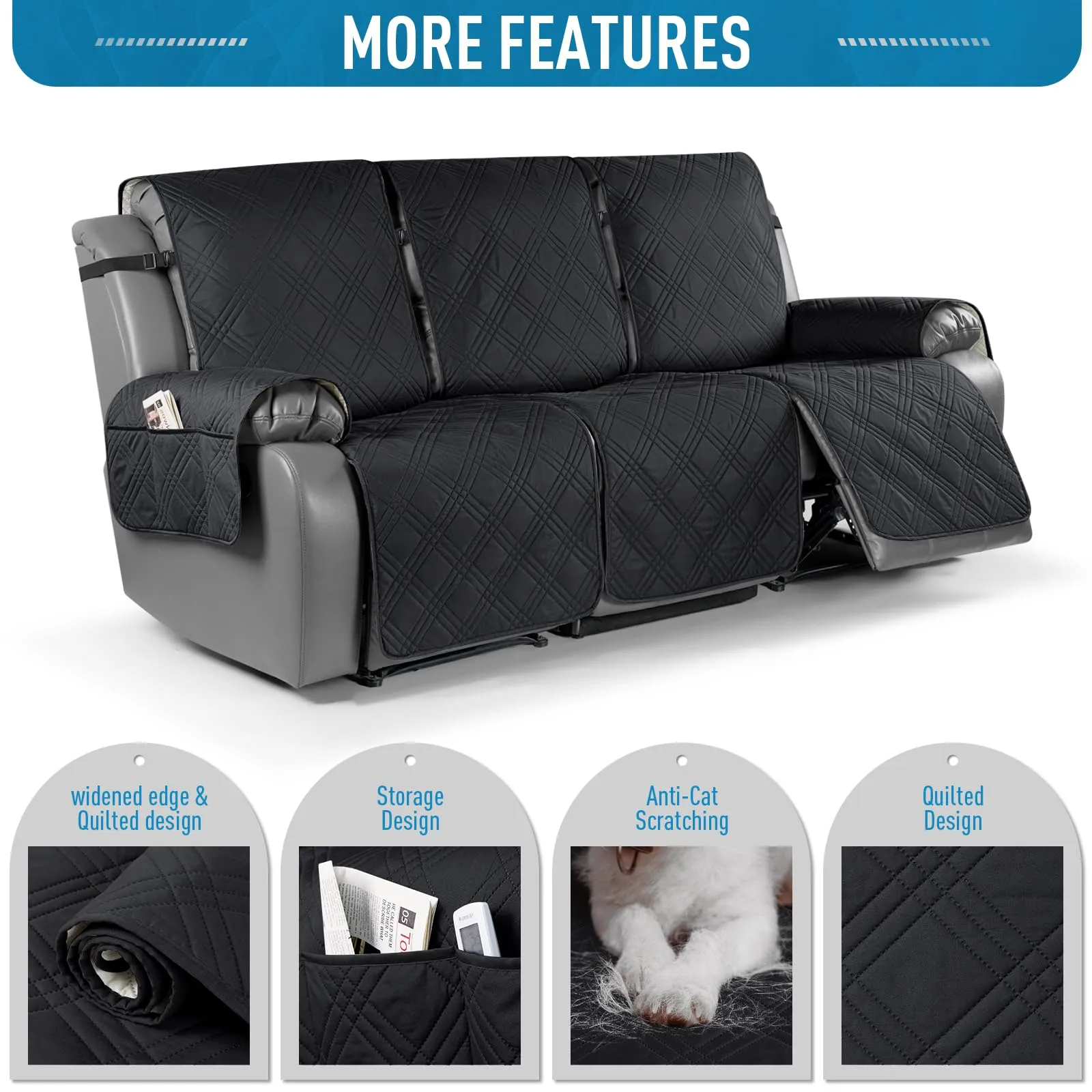 Waterproof Recliner Chair Cover with Double Straps