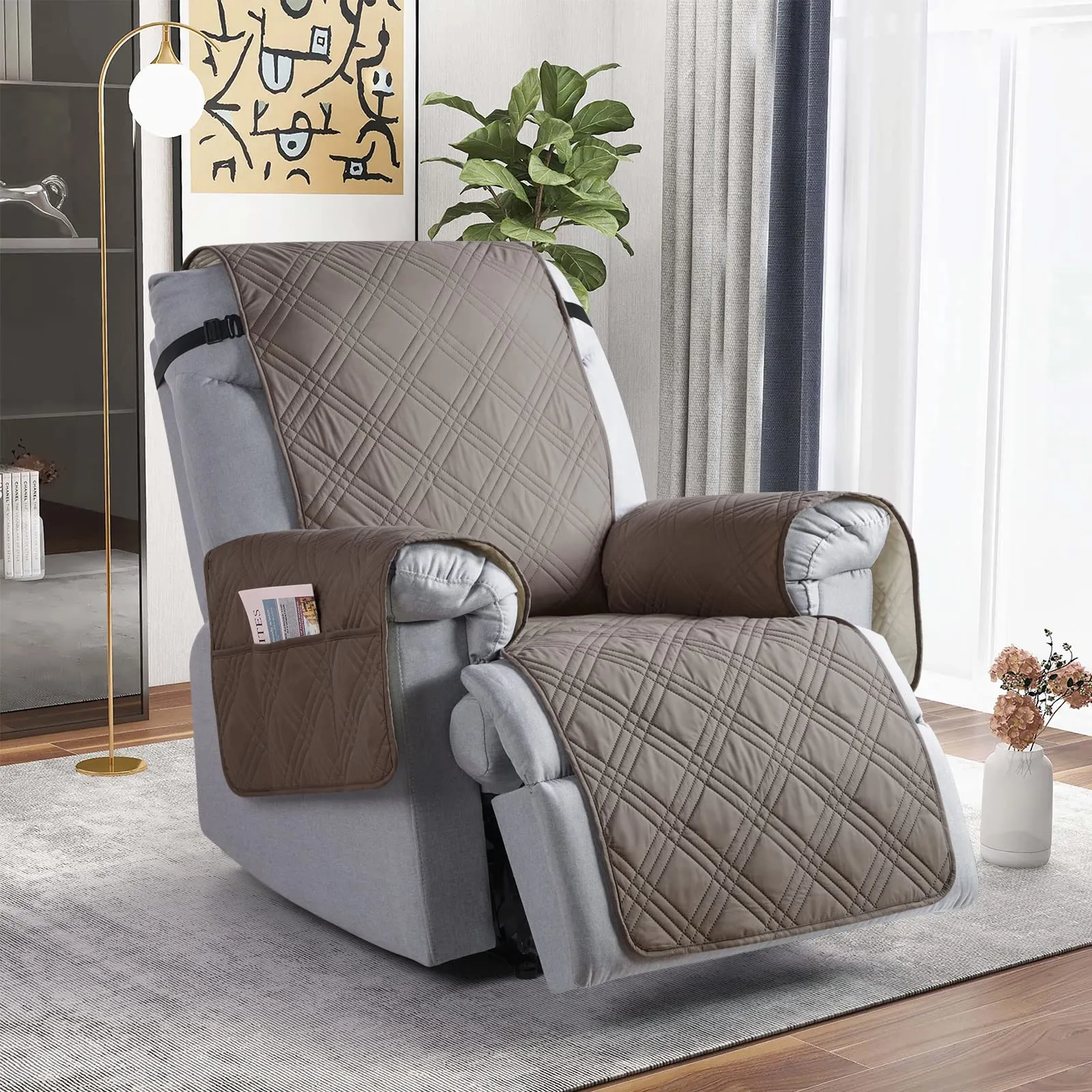 Waterproof Recliner Chair Cover with Double Straps