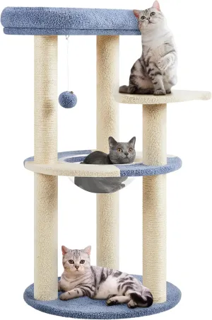 Yaheetech Cat Tree, 35.5in Cat Tower for Indoor Kittens, Kitty House with Scratching Posts & Padded Perch & Space Capsule, Cute Scratching Tree, Pet Furniture for Kittens, Blue/Beige
